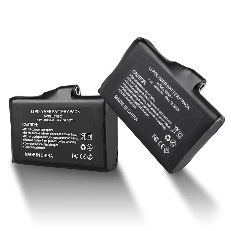 Paquete de baterías recargables de polímero de litio de 7,4V 4400mAh para guantes y ropa calefactable