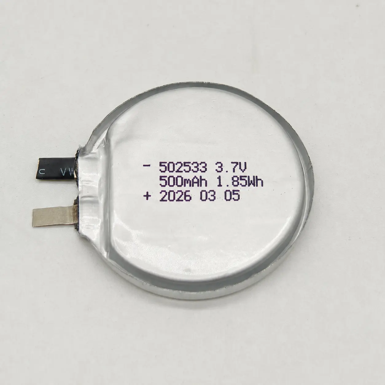 503533 batería redonda flexible de polímero de litio de 3,7V 500mAh para dispositivos portátiles