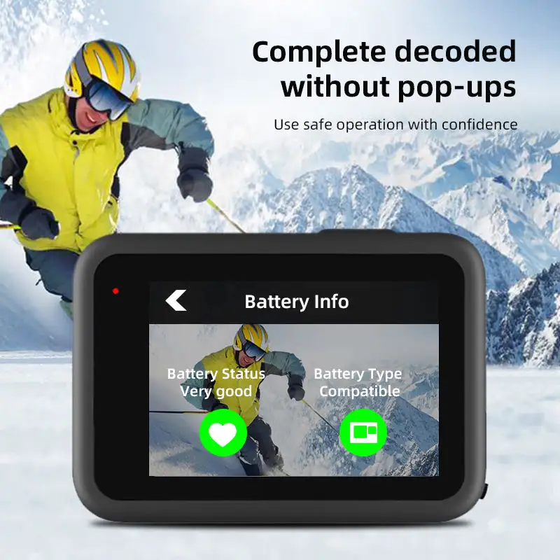 Batería de recambio totalmente decodificada para cámaras de acción GoPro con rendimiento fiable y protección de seguridad.