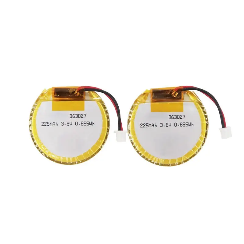 Batería redonda de polímero de litio de 3,7V 225mAh 363027 para dispositivos portátiles inteligentes