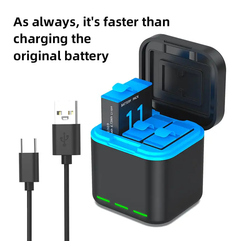 Paquete de baterías recargables de Li-ion con tecnología de decodificación precisa para cámaras de vídeo GoPro Hero 9/10/11.