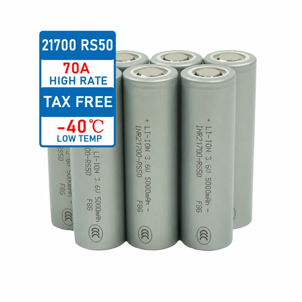 INR21700 RS50 de 5000mAh batería de iones de litio de alta capacidad con descarga de 70A