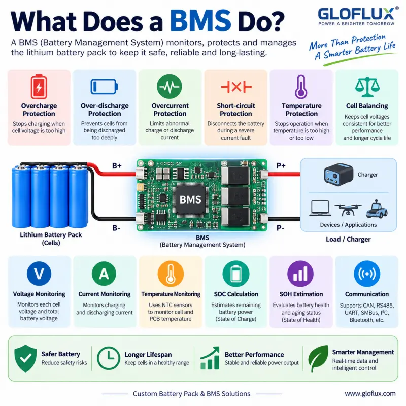 What does a BMS do in a lithium battery pack